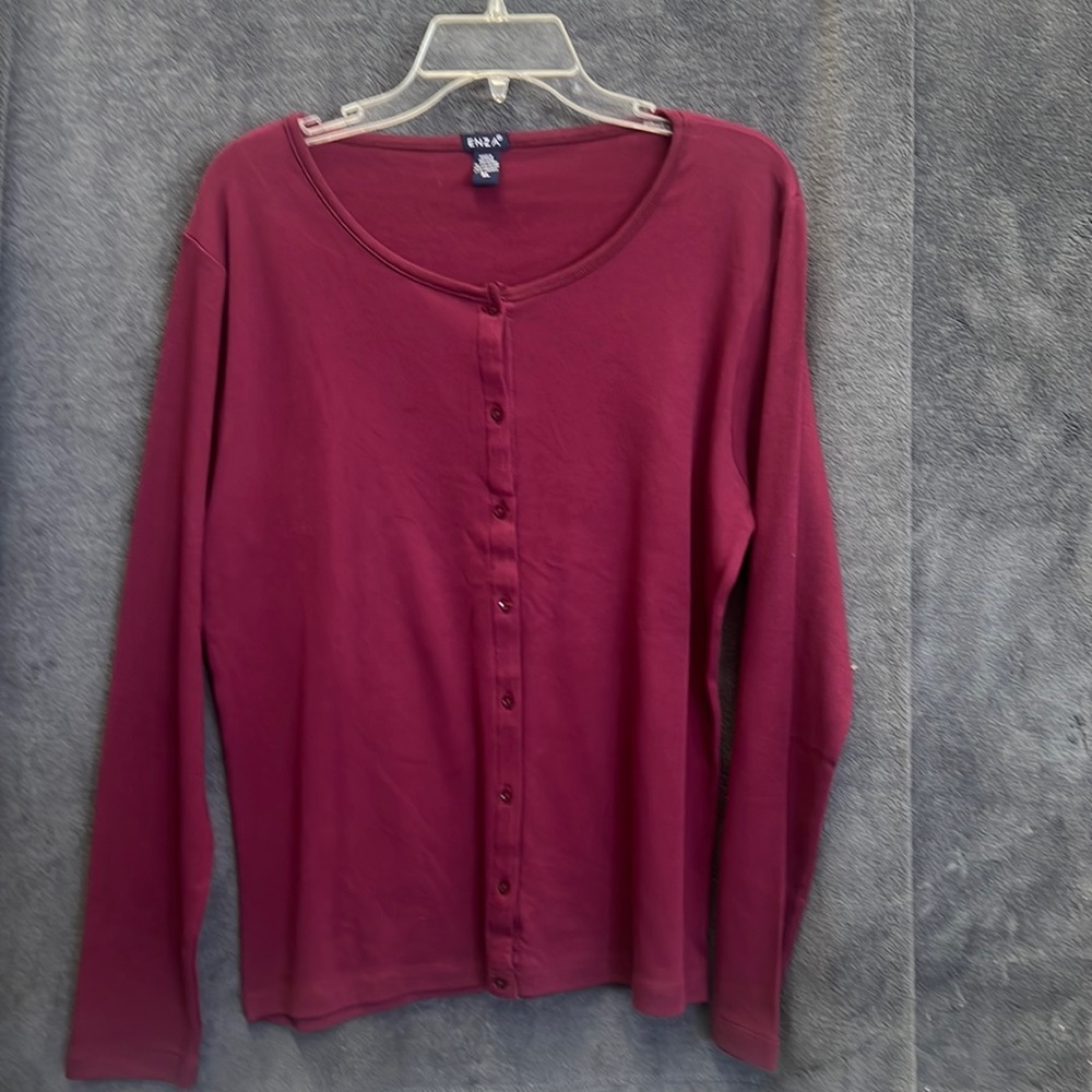 Enza xl maroon button up sweater